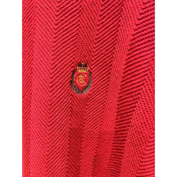VINTAGE Ralph Lauren Chaps Sweater Mens XL Red Herringbone Hand Framed - Picture 8 of 8
